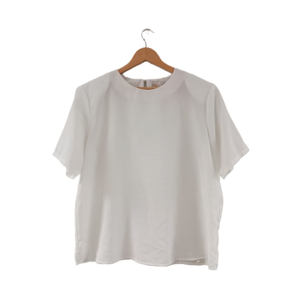Jordan Round Neck White Short Sleeve Vintage Blouse Size 16W